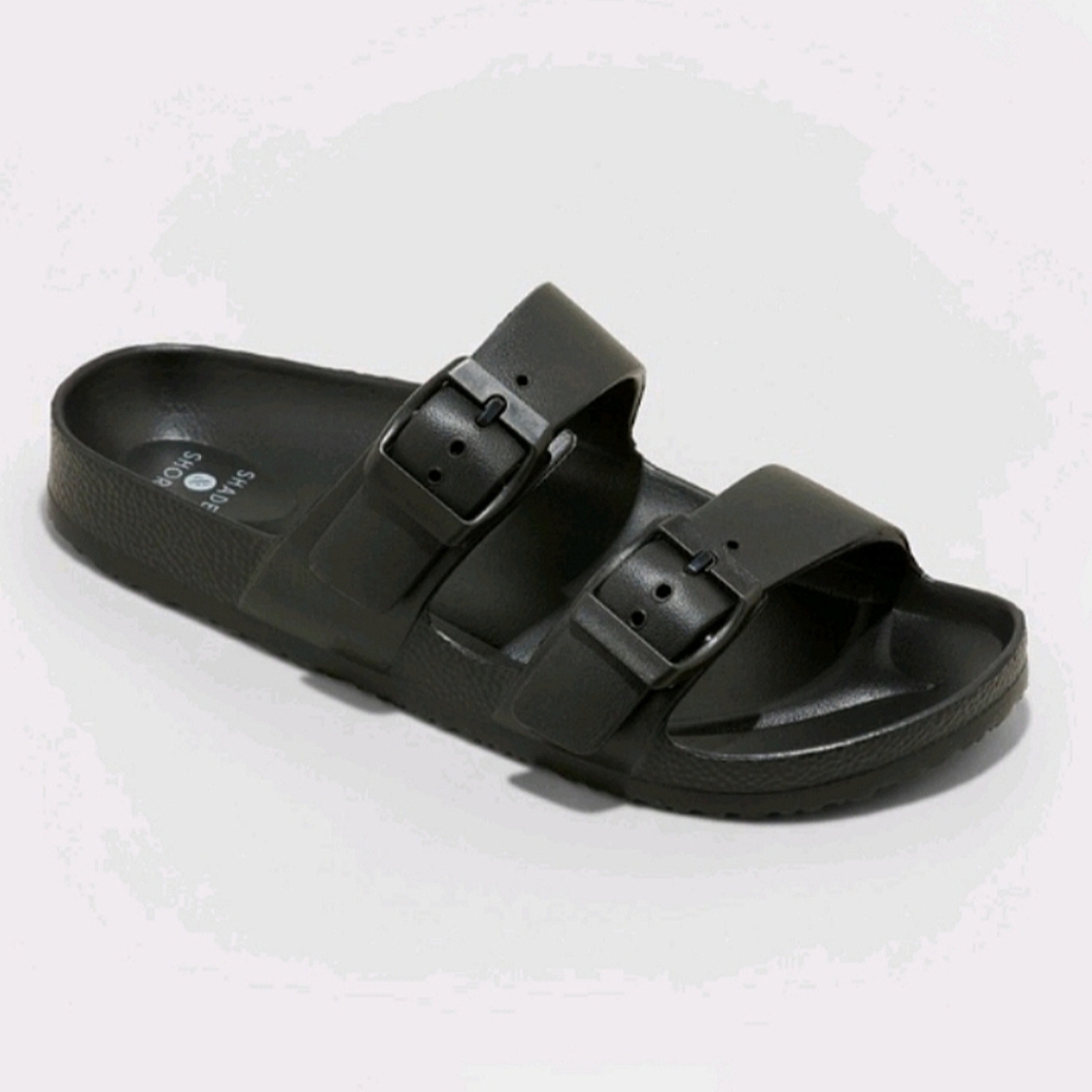 Women's Neida EVA Two Band Footbed Slide Sandals | Shade & Shore | Black - Picture 6 of 6
